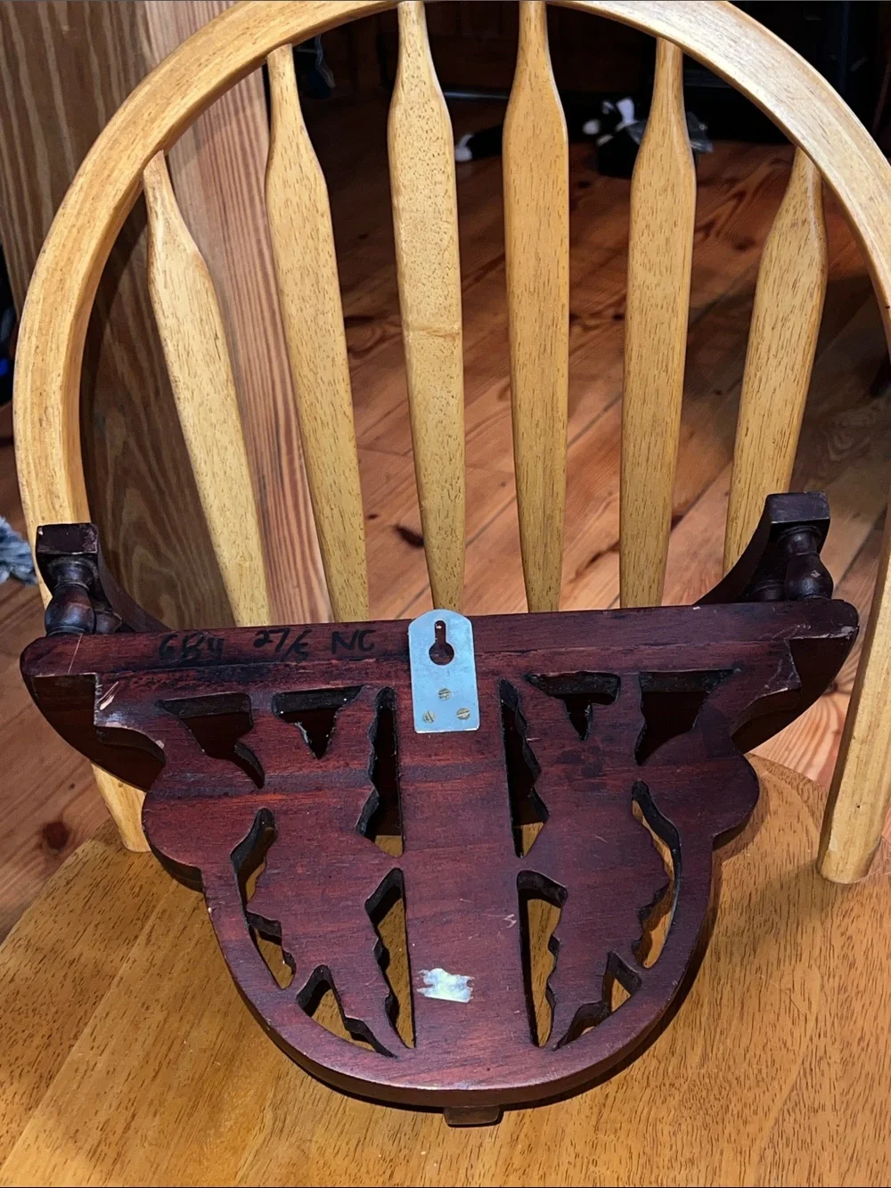 Antique Mahogany Demilune Wall Shelf